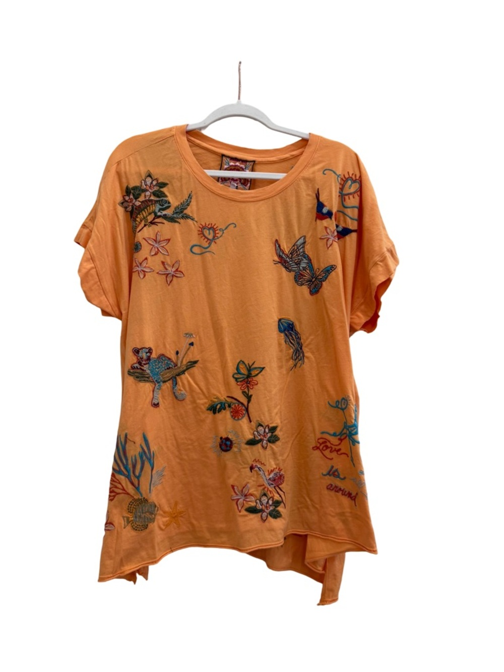 Johnny Was Orange Embroidered Short-Sleeve Swim Coverup - Picture 6 of 6